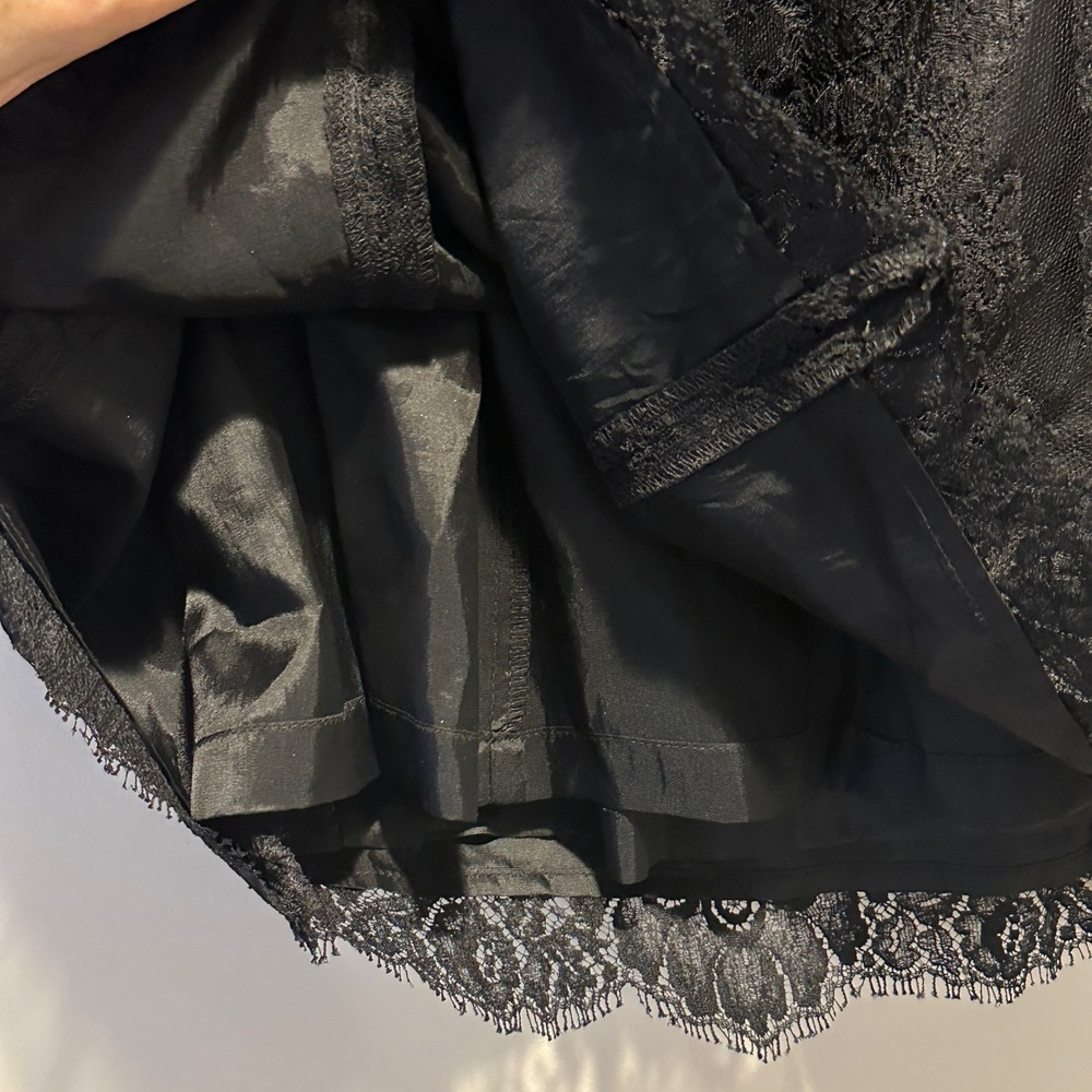 VTG Shoshanna Janie Lace Strapless Mini Dress Womens 4 Black Floral LBD Cocktail - Picture 9 of 13